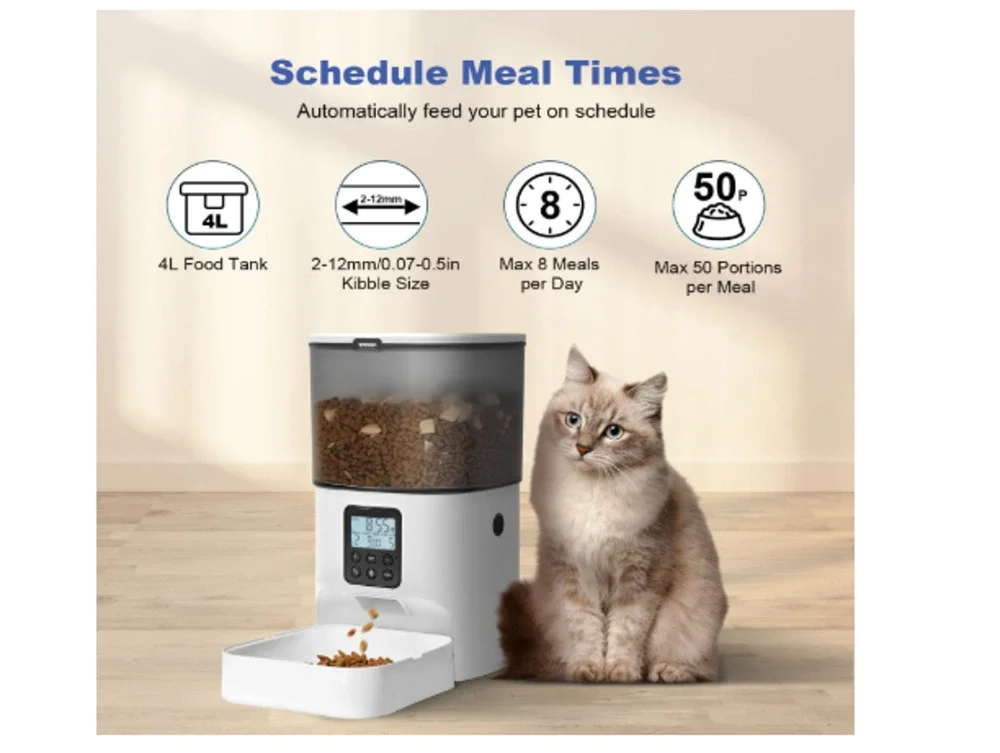 Automatic Cat Feeder Timed Dog & Cat Food Dispenser with 10s Voice Recorder GUC
